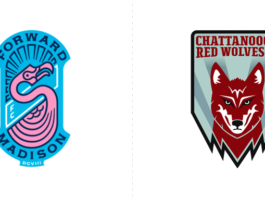 Dos nuevos equipos USL 1: Forward Madison FC y Chattanooga Red Wolves SC.